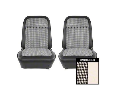 PUI Interiors Deluxe Interior Houndstooth Pre-Assembled Front Bucket Seats; White (1969 Camaro)
