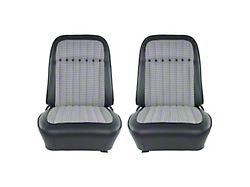 PUI Interiors Houndstooth Pre-Assembled Front Bucket Seats; Black (1969 Camaro)