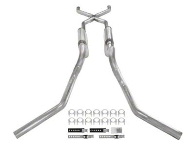 Pypes Street Pro Crossmember-Back Exhaust System with X-Pipe; Side Exit (63-66 C10)