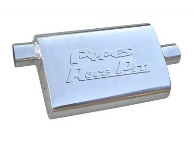 Pypes Race Pro Offset/Center Muffler; 2.50-Inch Inlet/2.50-Inch Outlet; 304 Stainless (Universal; Some Adaptation May Be Required)