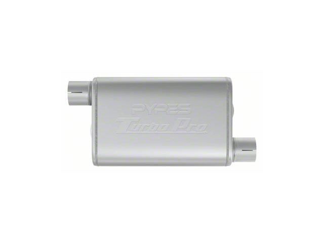 Pypes Turbo Pro Offset/Offset Muffler; 3-Inch Inlet/3-Inch Outlet (Universal; Some Adaptation May Be Required)
