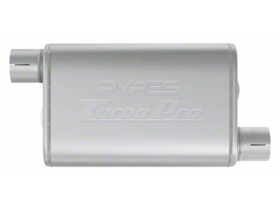 Pypes Turbo Pro Offset/Offset Muffler; 3-Inch Inlet/3-Inch Outlet (Universal; Some Adaptation May Be Required)