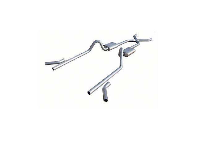Pypes Dual Exhaust System, 2.5, Street Pro Mufflers, Crossmember Back W/X-Pipe, For Rear Spring Pocket Kit, 1955-1957