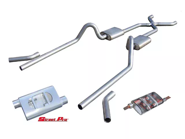 Pypes Dual Exhaust System, 2.5, Street Pro Mufflers, Crossmember Back W/X-Pipe, 1955-1957