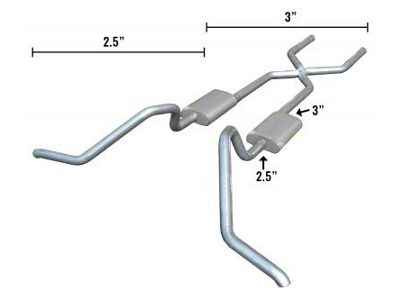 Pypes Hybrid Street Pro Crossmember-Back Exhaust System with X-Change X-Pipe (65-69 Biscayne; 65-70 Impala)