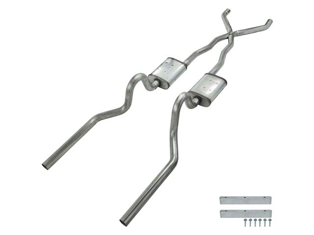 Pypes Street Pro Crossmember-Back Exhaust System with X-Pipe (65-70 Mustang Convertible)