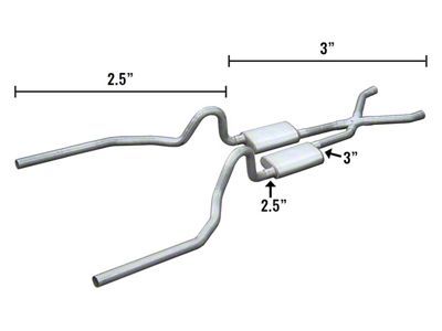 Pypes Violator Crossmember-Back Hybrid Exhaust System with X-Pipe (65-70 Mustang Coupe, Fastback w/o Staggered Shocks)