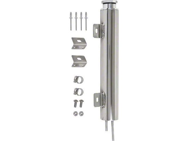 Radiator Water Overflow Tank - Polished Stainless Steel - 13 Long - 1-1/4 Pint Capacity