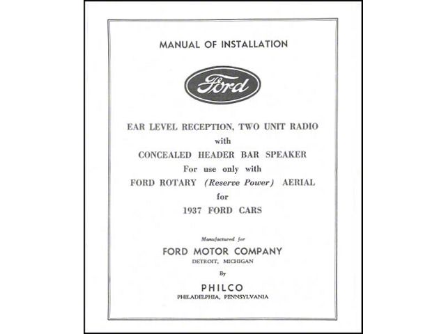 Radio Installation Handbook - 8 Pages - Ford