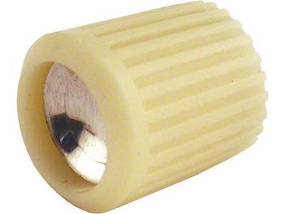 Radio Knob - Shaft Flat On 1 Side - Ivory Plastic With Chrome Insert - Falcon