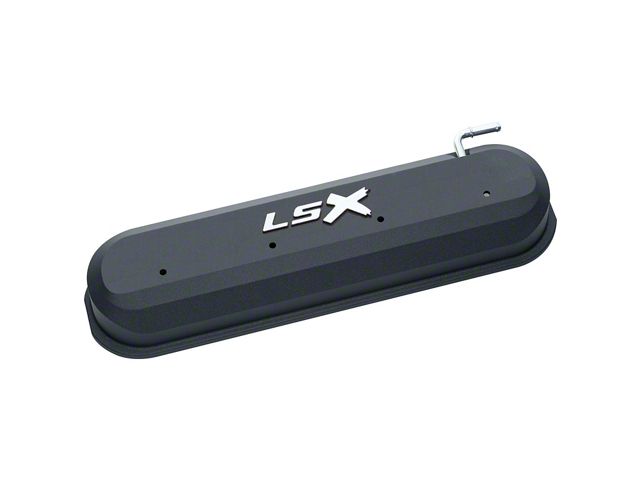 Raised LSX Emblem Aluminum Valve Covers, Black Crinkle, LS Engines