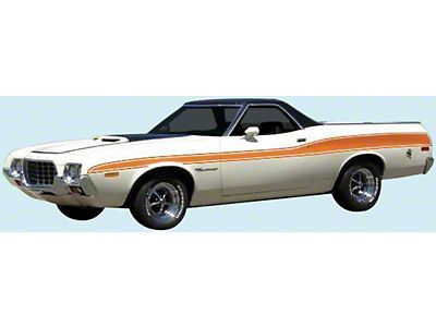 Ecklers Side and Tailgate Stripes; Silver/Black (73-76 Ranchero)