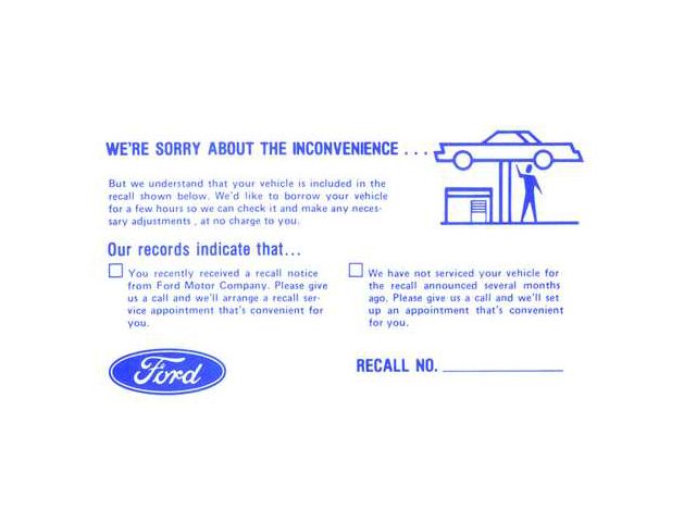 Recall Postcard - Ford