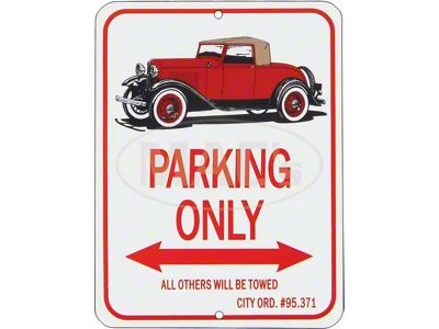 Cabriolet Parking Only Sign, Red