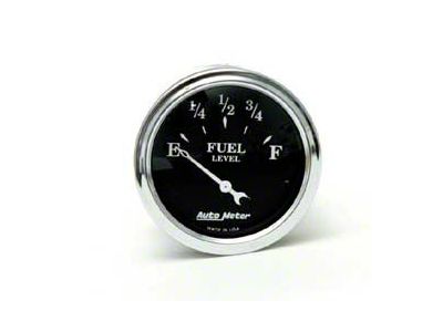 Auto Meter Old Tyme Black Series 2-1/16-Inch Fuel Level Gauge; 0 ohm Empty to 30 ohm Full
