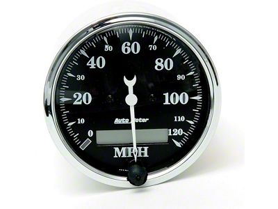 Auto Meter Old Tyme Black Series 3-1/8-Inch Programmable Speedometer; 0-120 MPH