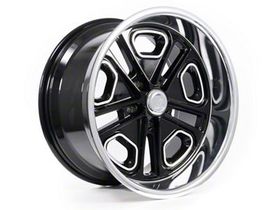 Resto Vintage Wheel Co Del Ray Glossy Black Center with Milled Window Diamond Cut Lip Wheel; 18x8; 1mm Offset (68-82 Corvette C3)