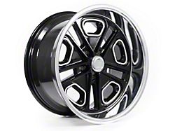 Resto Vintage Wheel Co Del Ray Glossy Black Center with Milled Window Diamond Cut Lip Wheel; 17x9.5; 1mm Offset (84-96 Corvette C4)