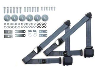 Pair Of Retractable 3-Point Safety Seat Belts – Universal Adjustable Black Belts With Hardware