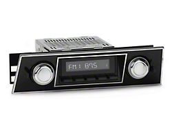 RetroSound RetroRadio Motor 1 Radio with Black Face, Black Push Buttons, Installation Faceplate, Knobs and Camaro Script Overlay (67-68 Camaro)