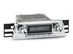 RetroSound RetroRadio Motor 1 Radio with Chrome Face, Chrome Push Buttons, Installation Faceplate, Chrome Knobs and Vintage Ford Logo Overlay (61-63 Thunderbird)