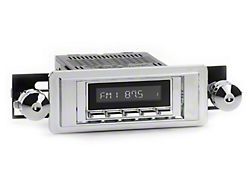 RetroSound RetroRadio Motor 1 Radio with Chrome Face, Chrome Push Buttons, Installation Bezel, Chrome Knobs and Bel Air Script Overlay (55-56 Bel Air)