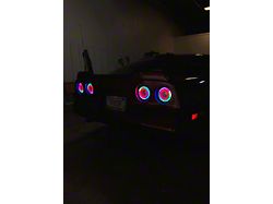 RetroVette Infinity Color Flow Halo LED Tail Lights; Black Housing; Clear Lens (84-89 Corvette C4)