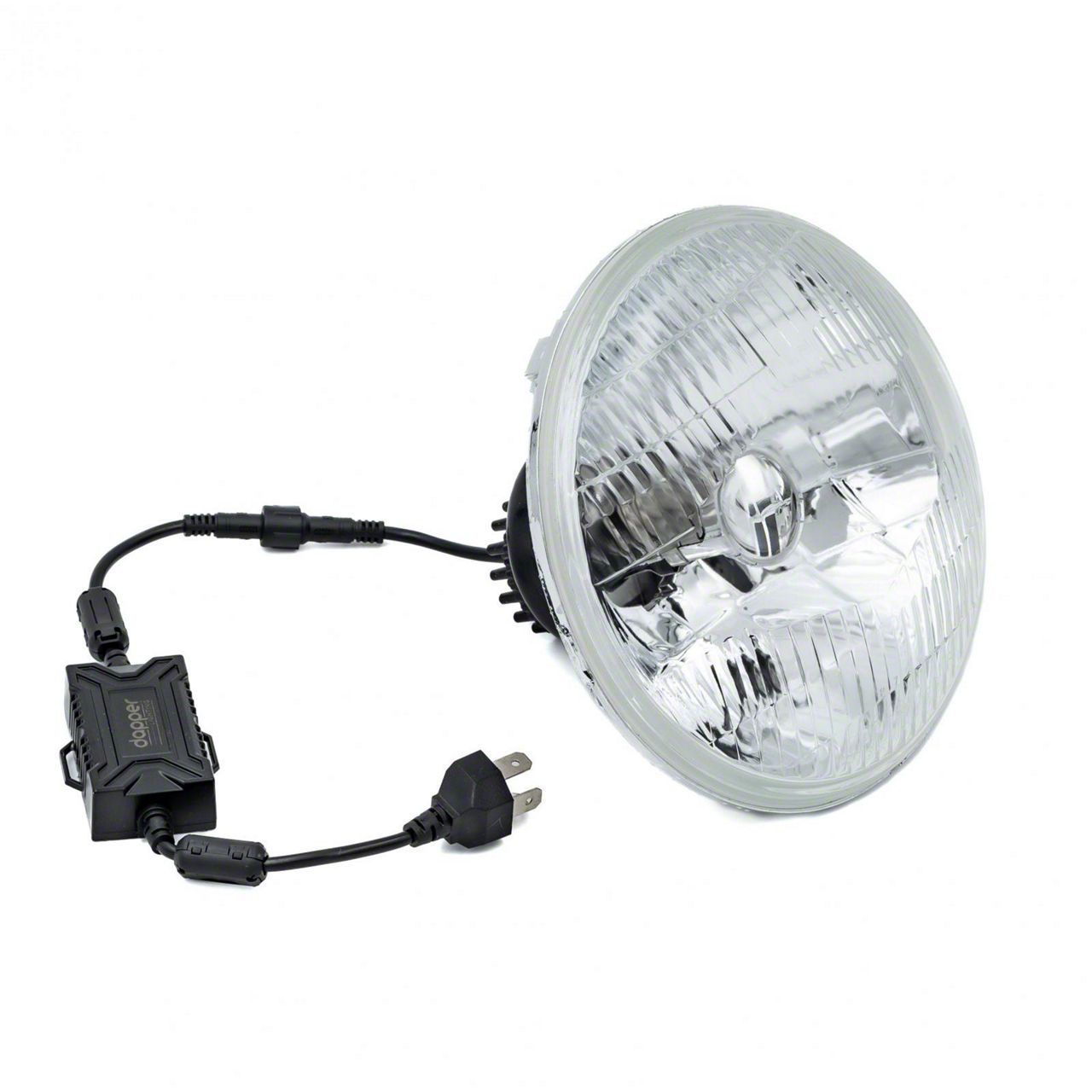 H4 LED Headlght + 7 nch GLASS Round CLASSC LOOK Converson Chrome