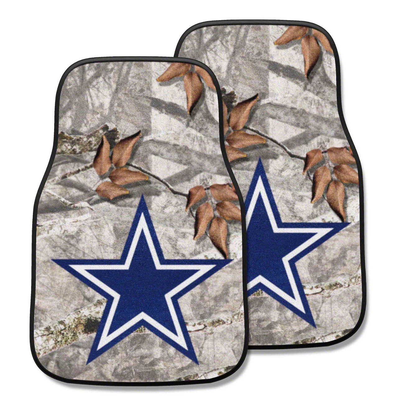 Ecklers Carpet Front Floor Mats with Dallas Cowboys Logo; Camo