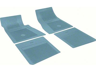 Front and Rear Floor Mats with Bow Tie Logo; Light Blue (67-69 Camaro)