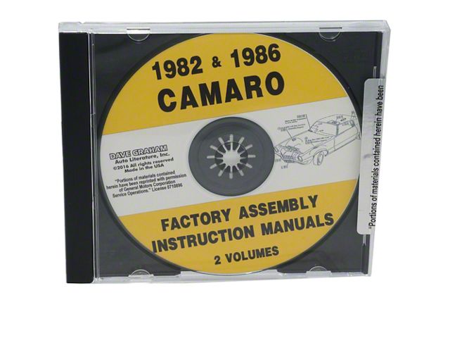 1982 and 1986 Camaro Factory Assembly Manual; 2 Volumes (CD-ROM)