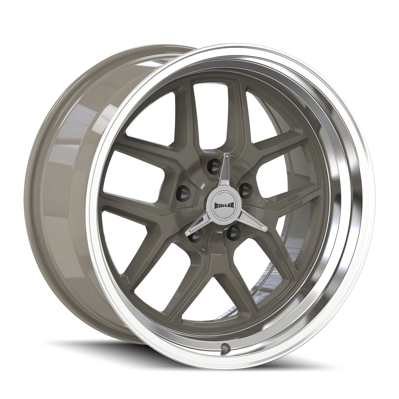 Ridler Ecklers 610 Gloss Grey with Polished Lip Wheel; 17x7; 0mm Ridler Ecklers 610 Gloss Grey with Polished Lip Wheel; 17x7; 0mm