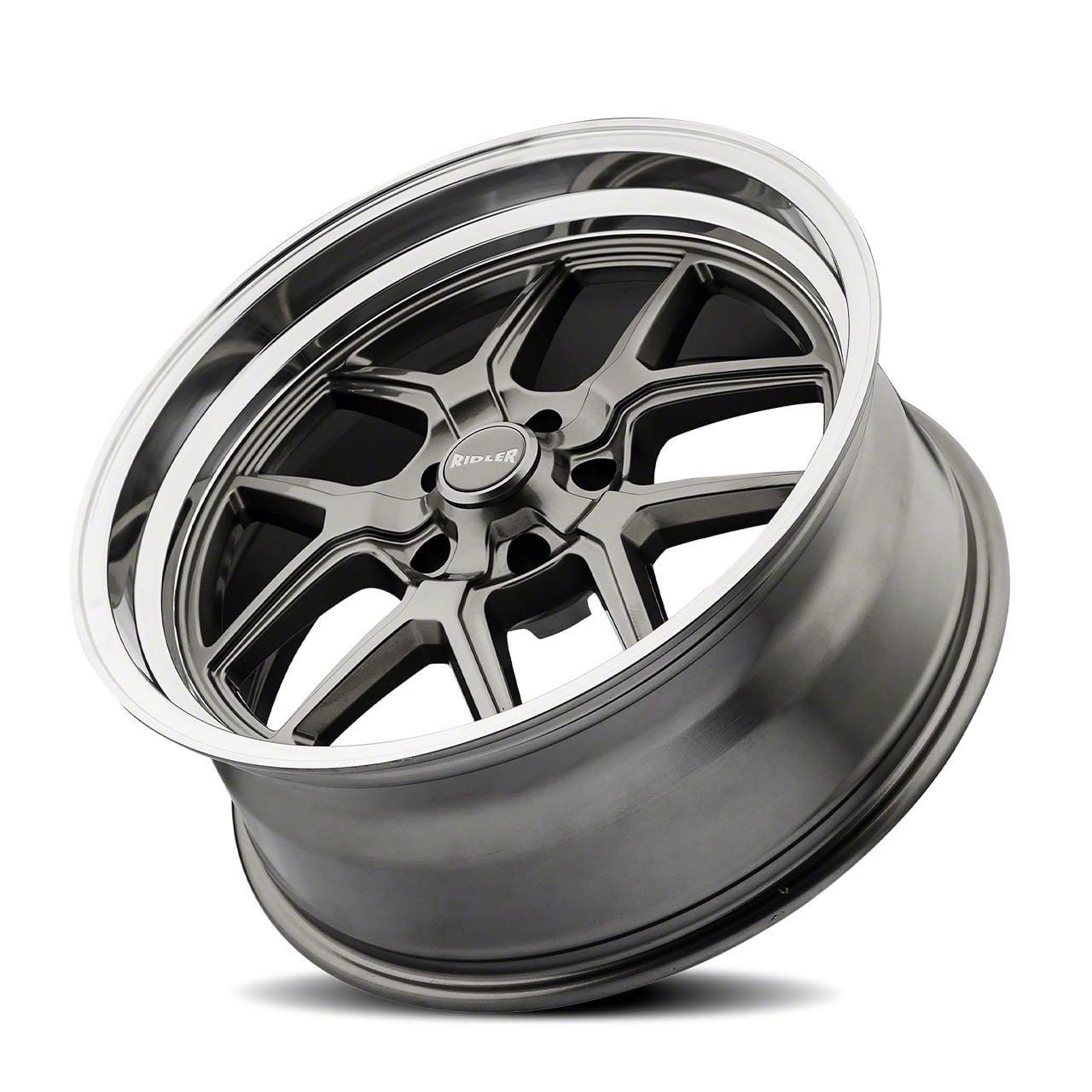 Ridler Ecklers 610 Gloss Grey with Polished Lip Wheel; 17x7; 0mm
