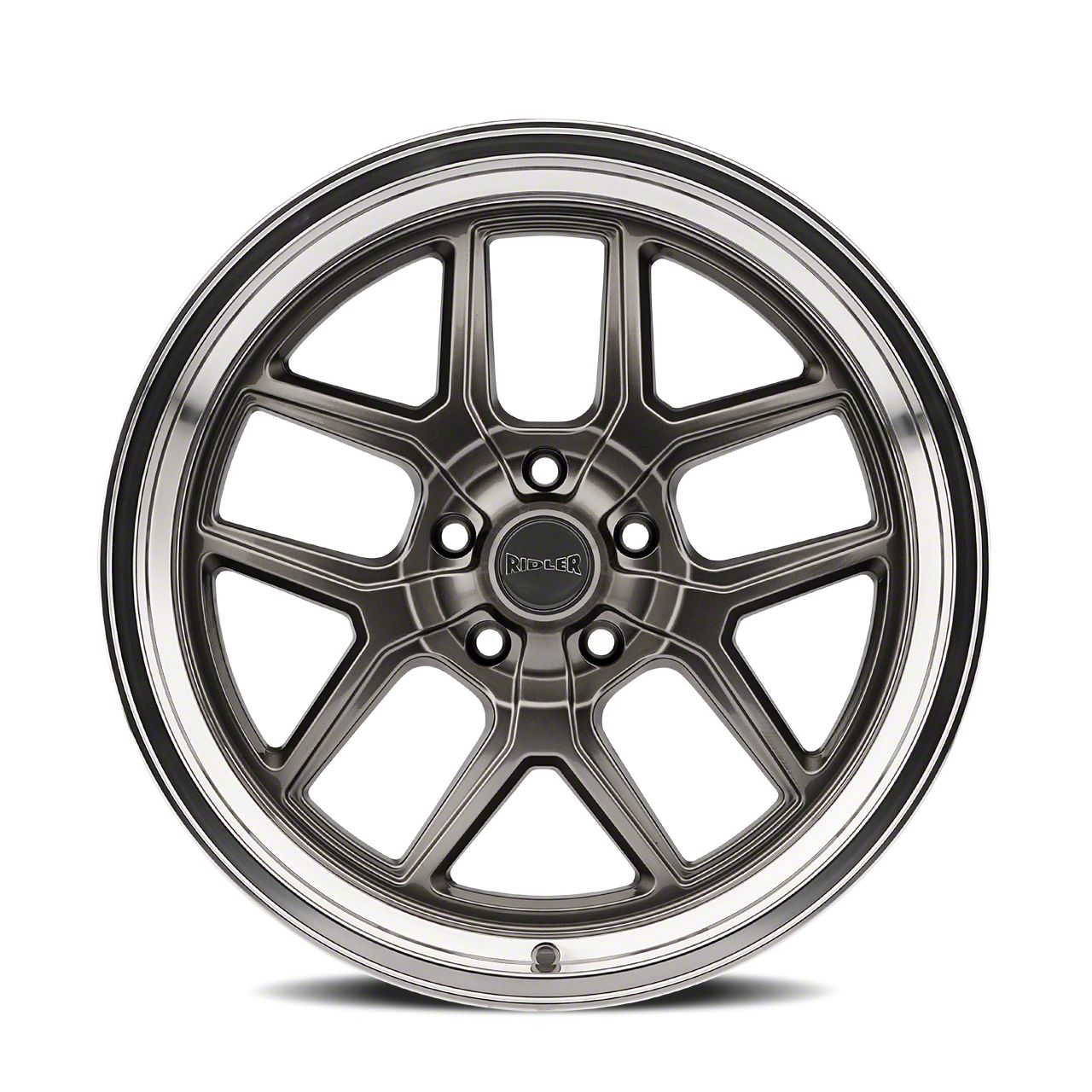 Ridler Ecklers 610 Gloss Grey with Polished Lip Wheel; 17x7; 0mm