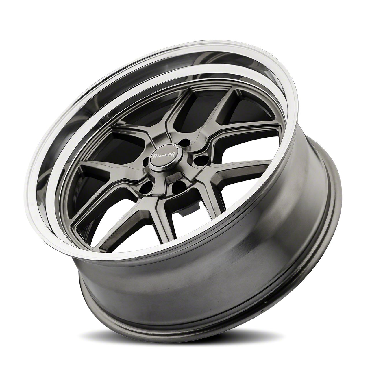 Ridler Ecklers 610 Gloss Grey with Polished Lip Wheel; 17x8; 0mm