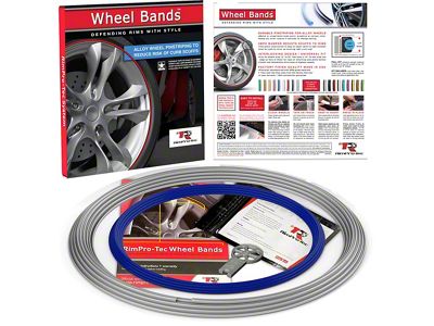 RimPro-Tec 13 to 22-Inch Wheel Bands Kit with Blue Insert; Silver (Universal; Some Adaptation May Be Required)