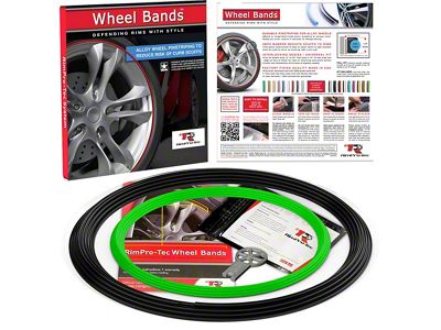 RimPro-Tec 13 to 22-Inch Wheel Bands Kit with Lime Green Insert; Black (Universal; Some Adaptation May Be Required)