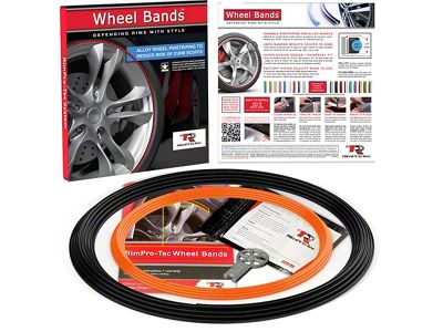 RimPro-Tec 13 to 22-Inch Wheel Bands Kit with Orange Insert; Black (Universal; Some Adaptation May Be Required)