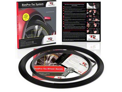 RimPro-Tec 13 to 22-Inch Wheel Bands Kit with Black Insert; Black (Universal; Some Adaptation May Be Required)