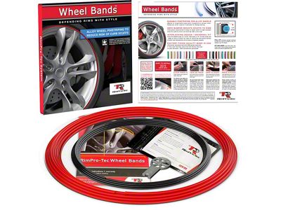 RimPro-Tec 13 to 22-Inch Wheel Bands Kit with Black Insert; Red (Universal; Some Adaptation May Be Required)