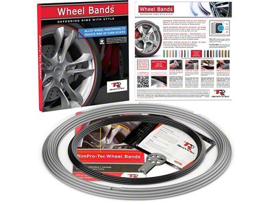 RimPro-Tec 13 to 22-Inch Wheel Bands Kit with Black Insert; Silver (Universal; Some Adaptation May Be Required)