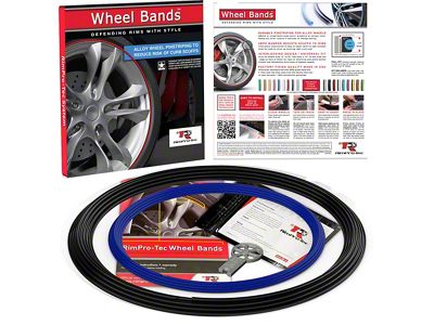 RimPro-Tec 13 to 22-Inch Wheel Bands Kit with Blue Insert; Black (Universal; Some Adaptation May Be Required)