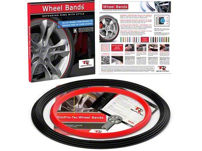 RimPro-Tec 13 to 22-Inch Wheel Bands Kit with Red Insert; Black (Universal; Some Adaptation May Be Required)