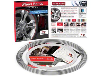 RimPro-Tec 13 to 22-Inch Wheel Bands Kit with White Insert; Silver (Universal; Some Adaptation May Be Required)