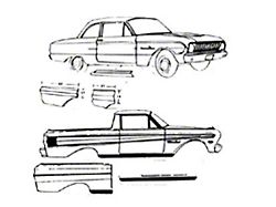 Rocker Panel, 2 Door, Left, Ranchero (60-63 Falcon; 61-63 Falcon Sedan Delivery)