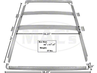 Roof Inner Braces, 7 Piece Set, Weld-Thru Primer, 1966-1977