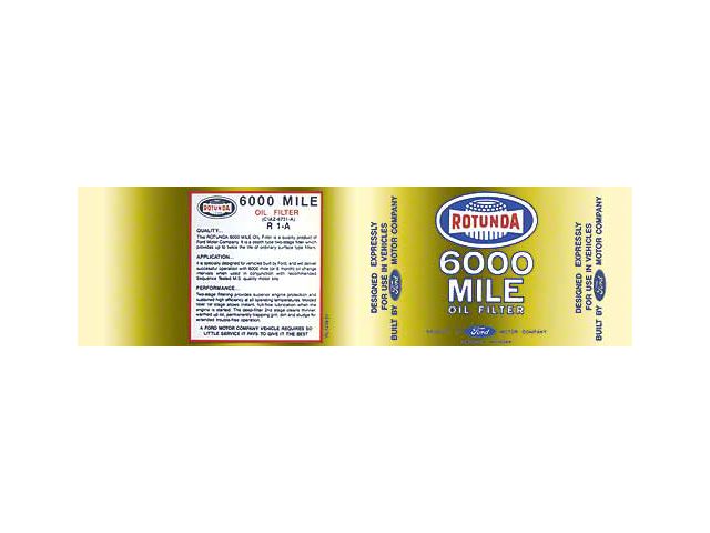 Rotunda 6,000 Mile Oil Filter Decal - Comet & Montego