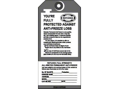 Rotunda Antifreeze Tag - Ford