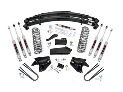 Rough Country 4-Inch Suspension Lift Kit with Rear Leaf Springs and Premiun N3 Shocks (80-96 Bronco w/ Factory Quad Shocks)