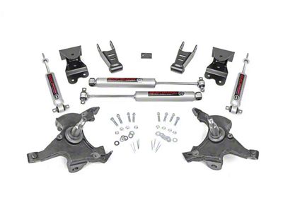 Rough Country Suspension Lowering Kit with Premium N3 Shocks; 2-Inch Front / 4-Inch Rear (88-99 C1500)